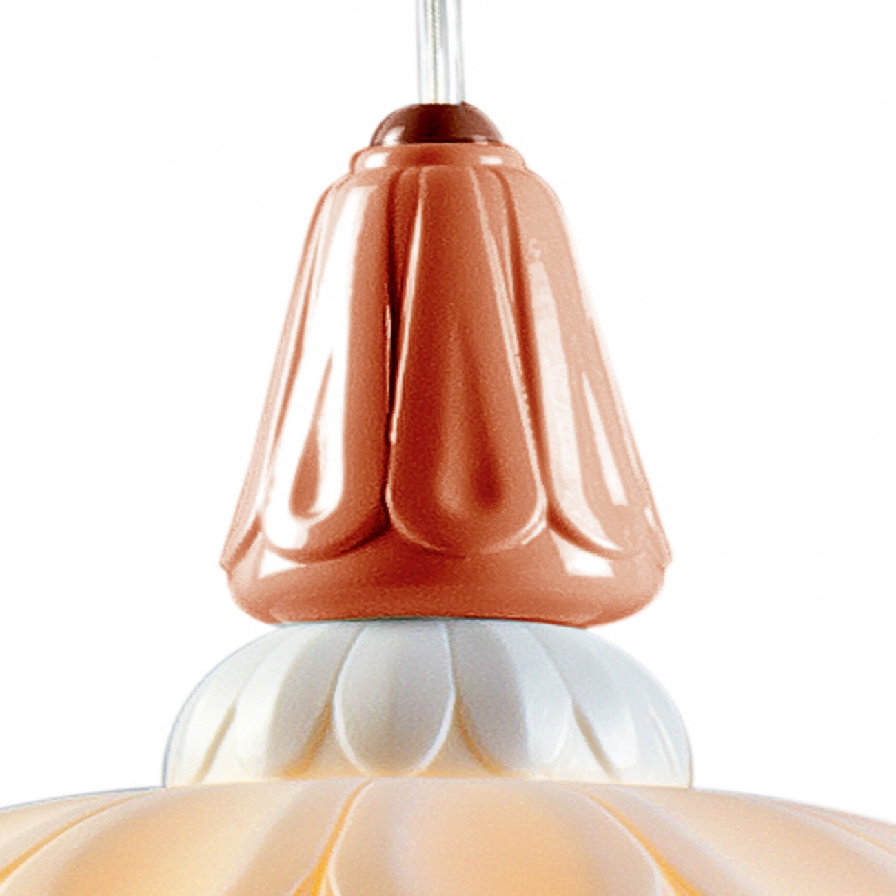 Lladró Ivy and Seed Single Ceiling Lamp. Red Coral