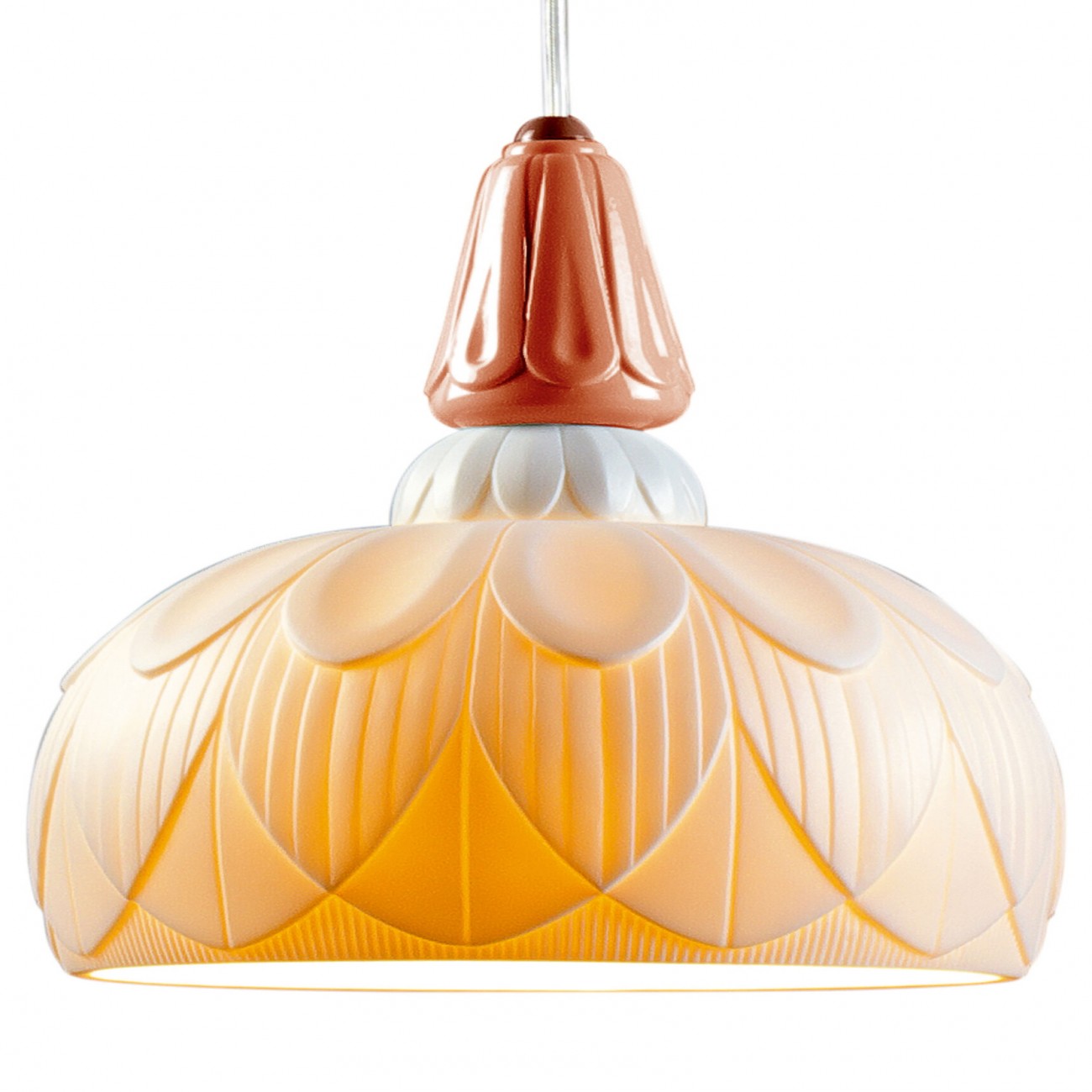 Lladró Ivy and Seed Single Ceiling Lamp. Red Coral