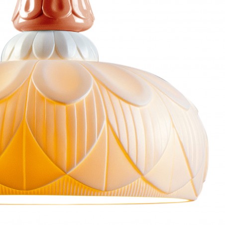 Lladró Ivy and Seed Single Ceiling Lamp. Red Coral