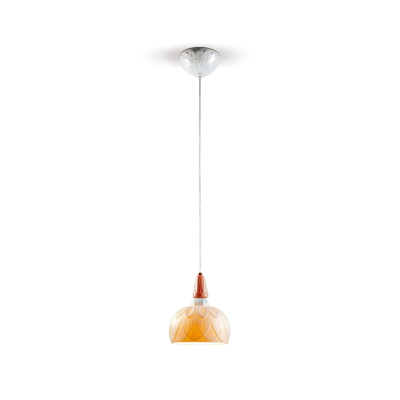 Lladró Ivy and Seed Single Ceiling Lamp. Red Coral