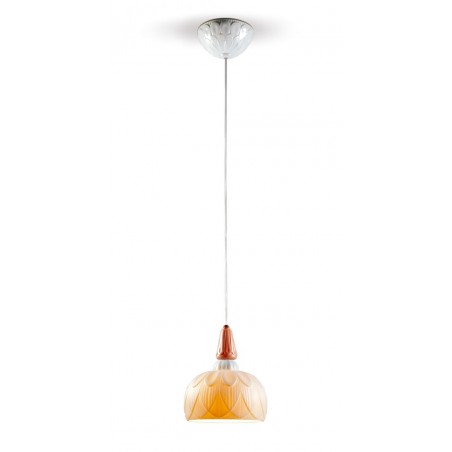 Lladró Ivy and Seed Single Ceiling Lamp. Red Coral