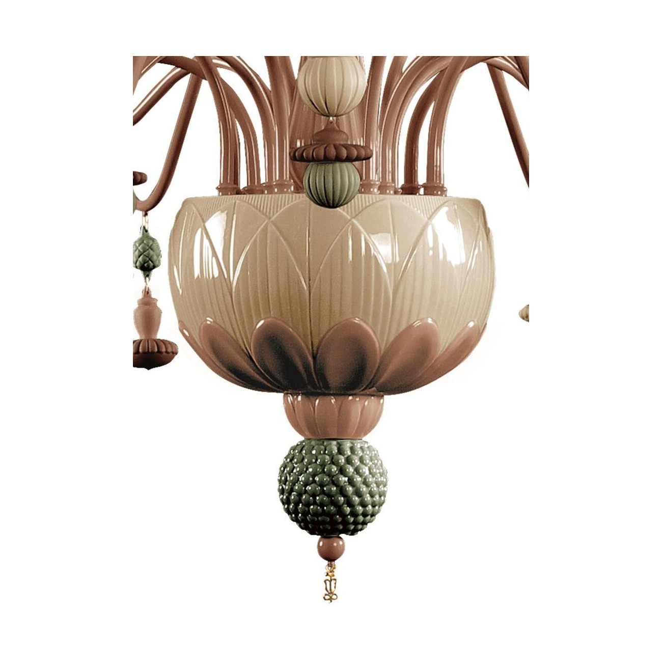 Lladró Ivy and Seed 16 Lights Chandelier. Medium Flat Model. Spices