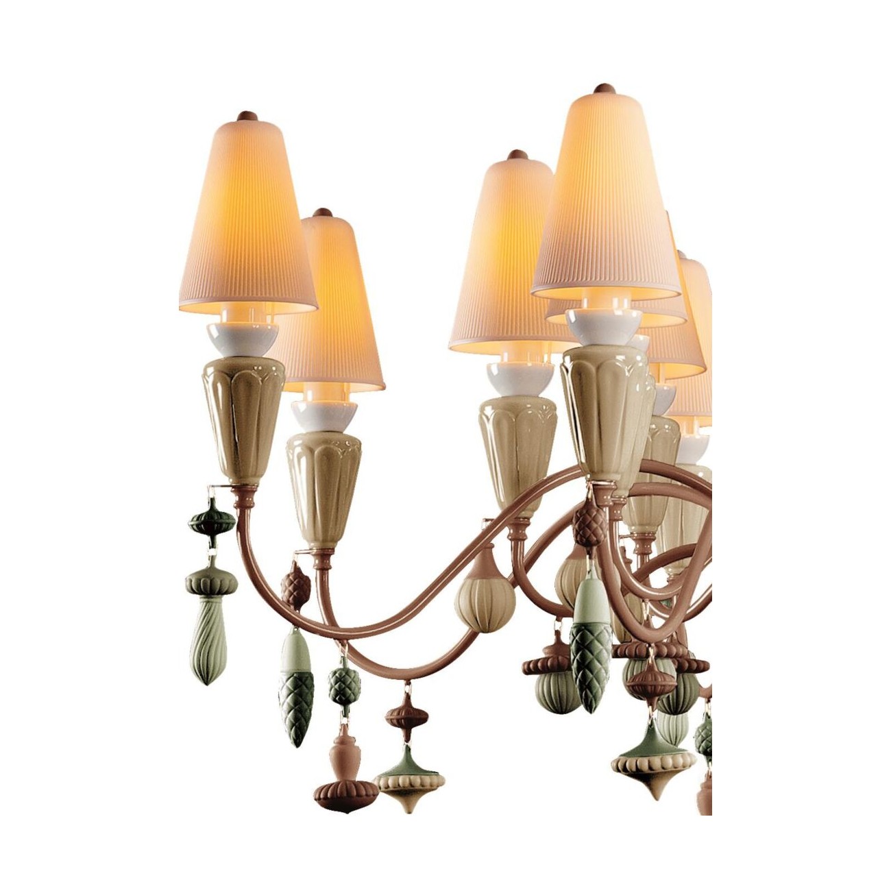 Lladró Ivy and Seed 16 Lights Chandelier. Medium Flat Model. Spices