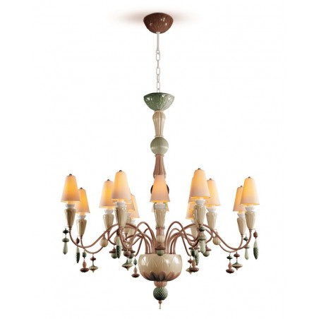 Lladró Ivy and Seed 16 Lights Chandelier. Medium Flat Model. Spices