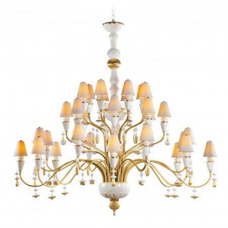 Lladró Ivy and Seed 32 Lights Chandelier. Large Model. Golden Luster