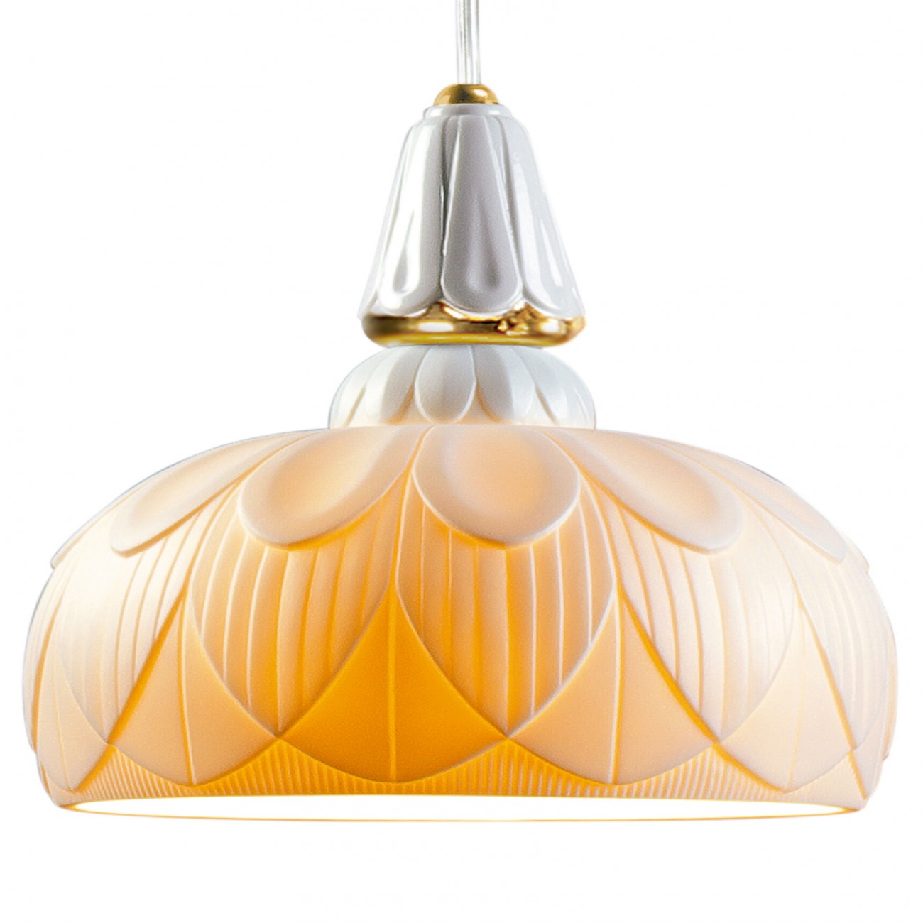 Lladró Ivy and Seed Single Ceiling Lamp. Golden Luster
