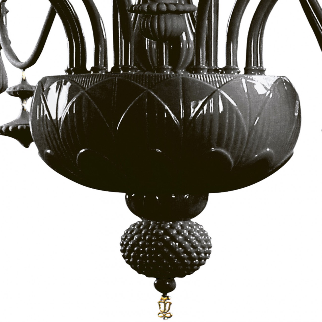 Lladró Ivy and Seed 20 luci Nero assoluto Chandelier