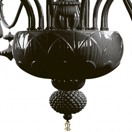 Lladró Ivy and Seed 20 luci Nero assoluto Chandelier