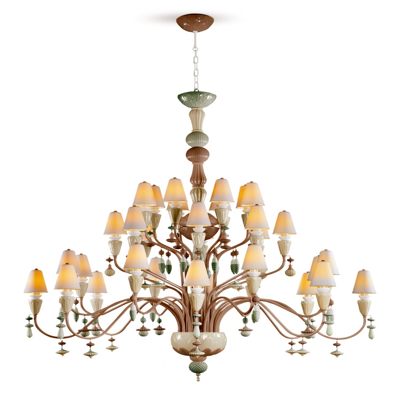 Lladró Ivy and Seed 32 Lights Chandelier. Large Model. Spices