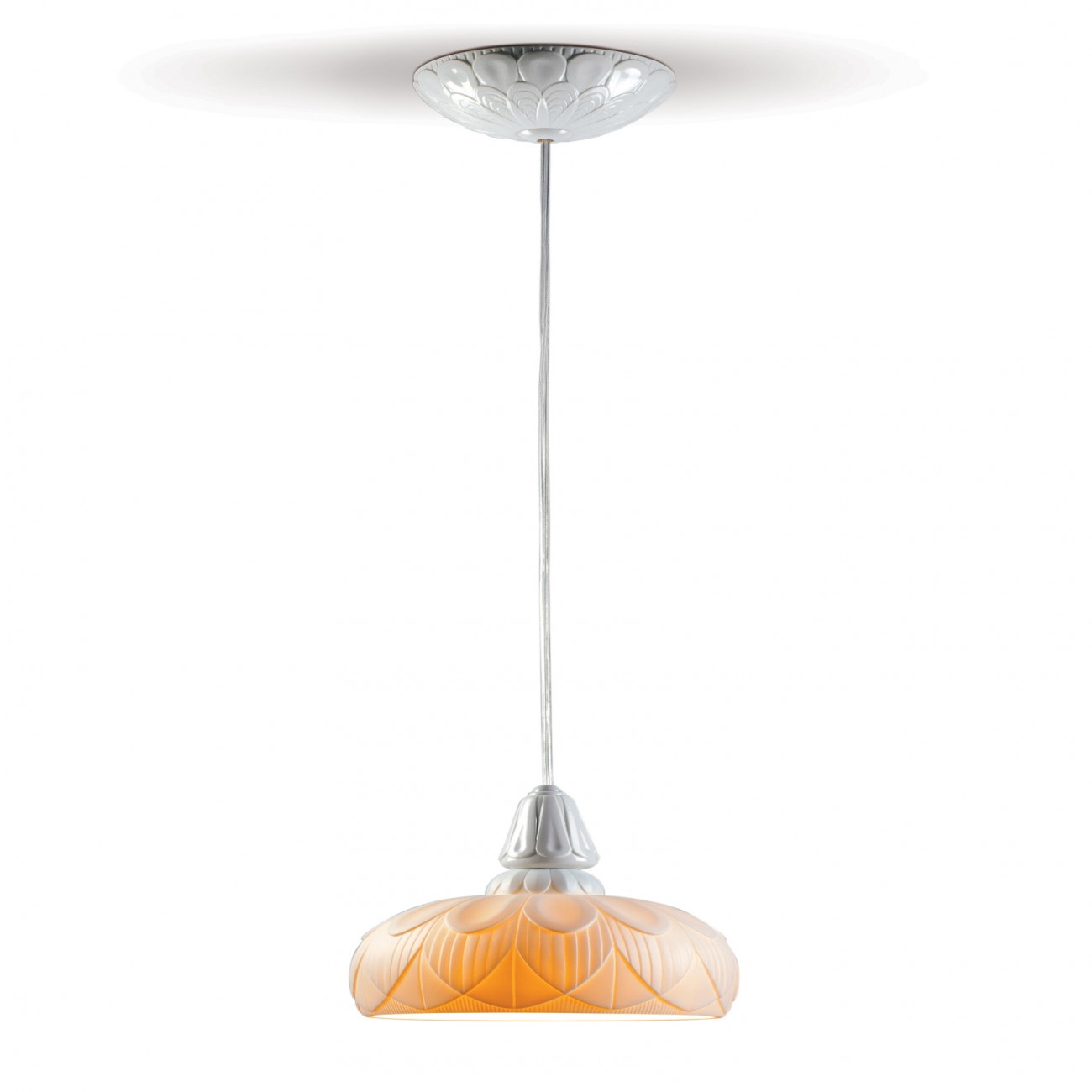 Lladró Ivy and Seed Single Ceiling Lamp. Golden Luster