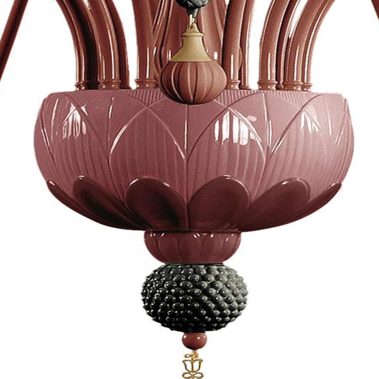 Lladró Ivy and Seed 16 Lights Chandelier. Large Flat Model.