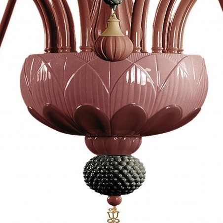 Lladró Ivy and Seed 16 Lights Chandelier. Large Flat Model.