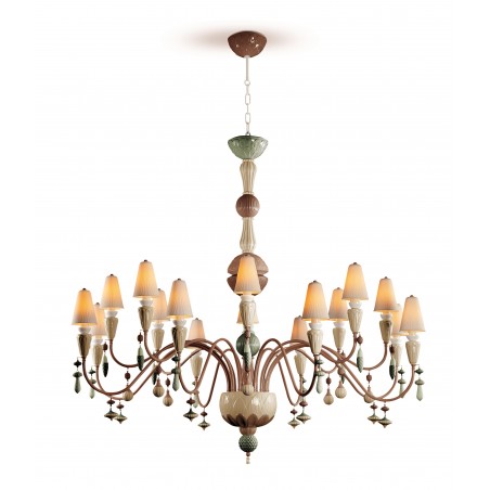 Lladró Ivy and Seed 16 Lights Chandelier. Large Flat Model. Ocean