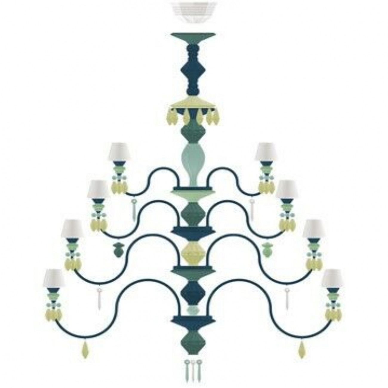 Lladró Belle de Nuit 56 Lights Chandelier.