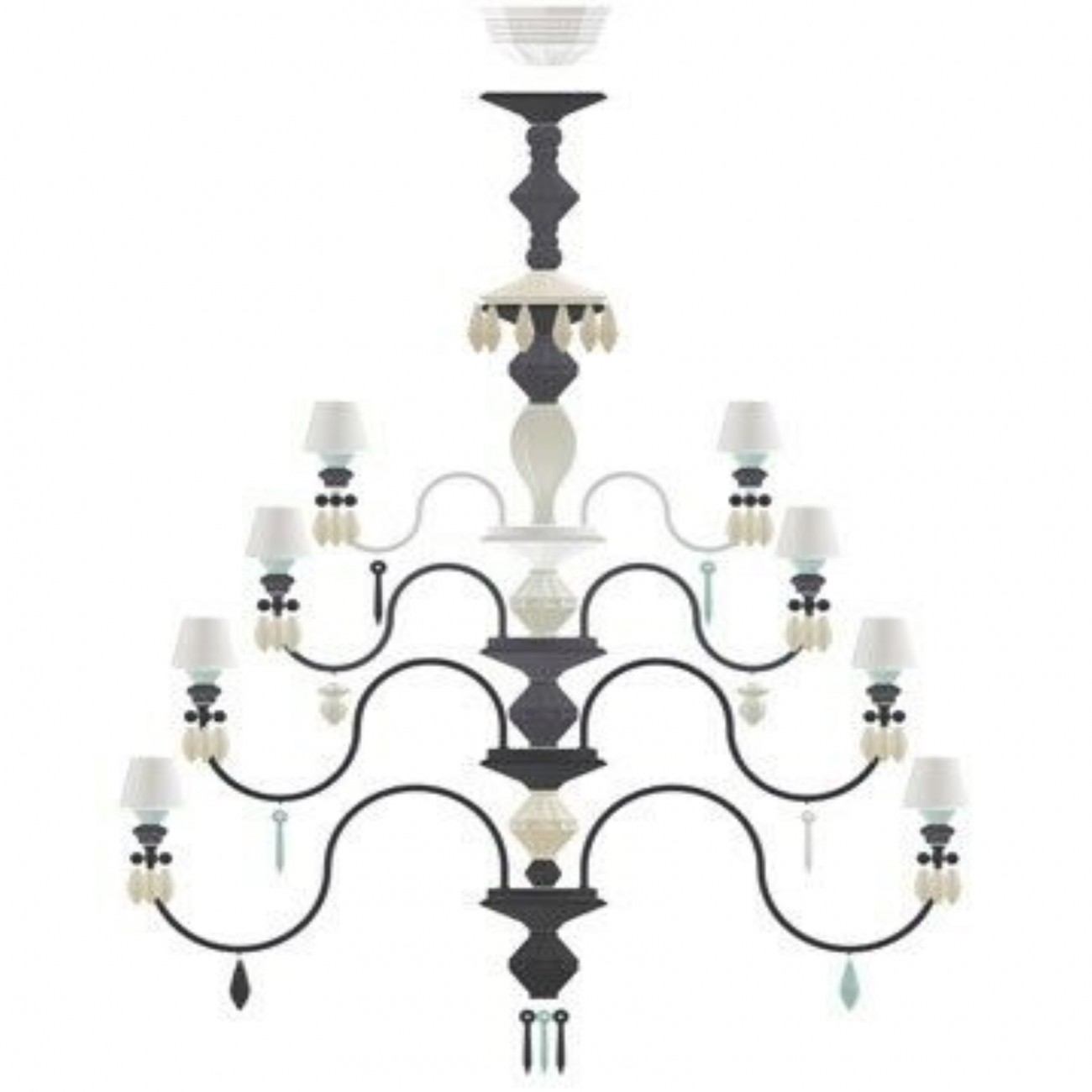 Lladró Belle de Nuit 56 Lights Chandelier.