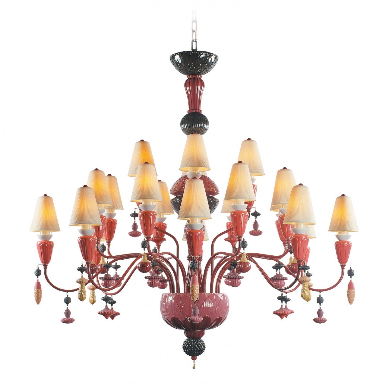 Lladró Ivy and Seed 20 Lights Chandelier. Medium Model