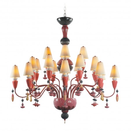 Lladró Ivy and Seed 20 Lights Chandelier. Medium Model