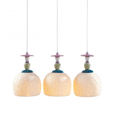 Lladró Mademoiselle Lustre Composition linéaire 3 lumières Contemplant locéan