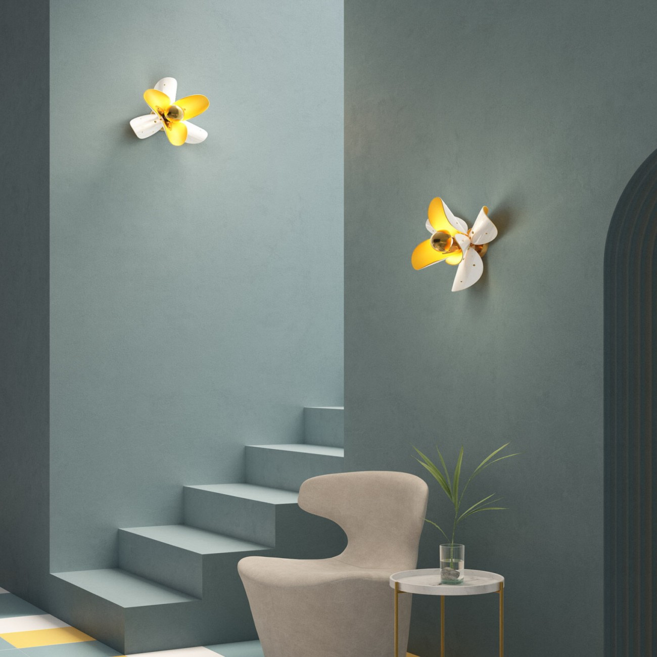 Lladró Blossom Wall Sconce White and gold