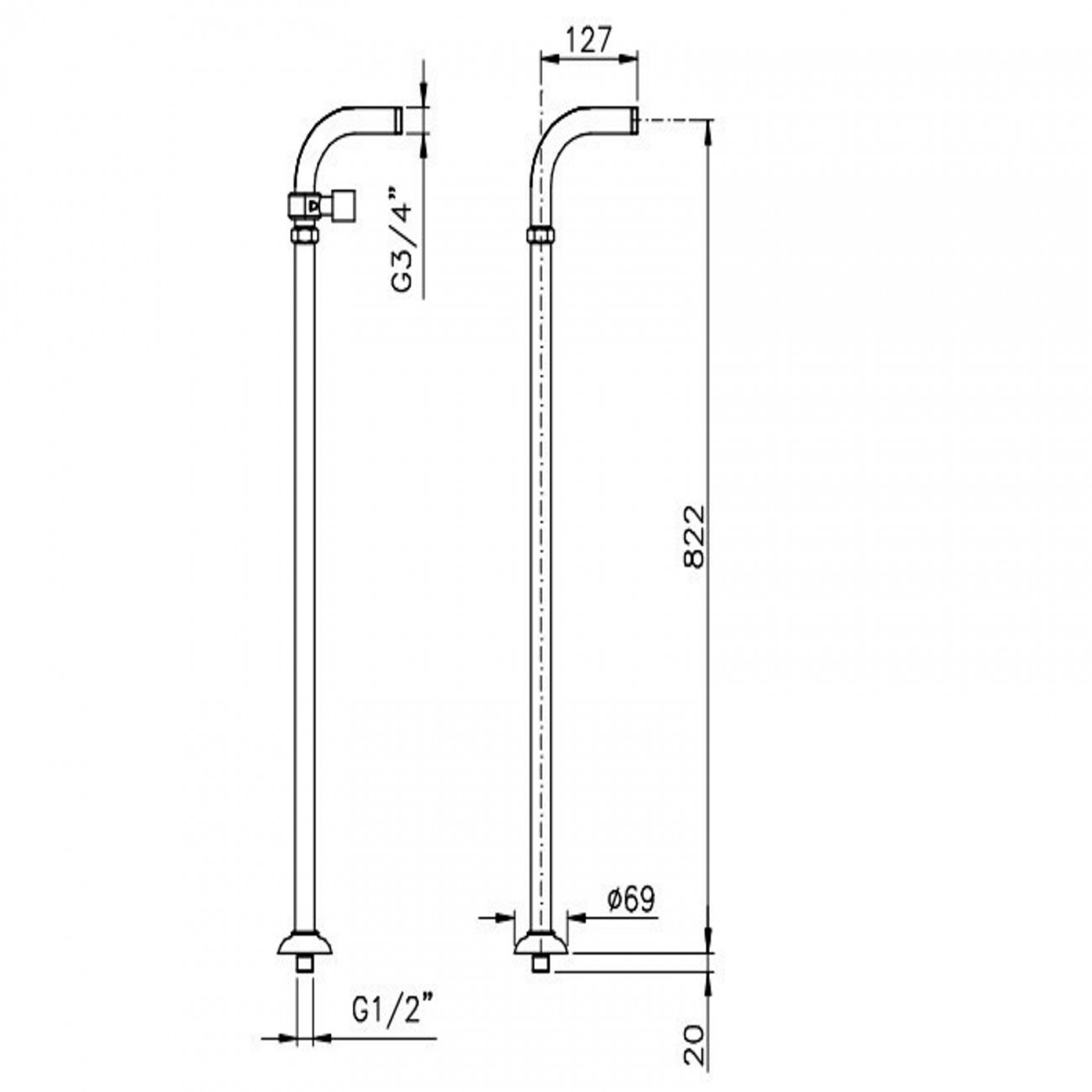 Officina Nicolazzi Khady Gruppo vasca con doccia esterno duplex