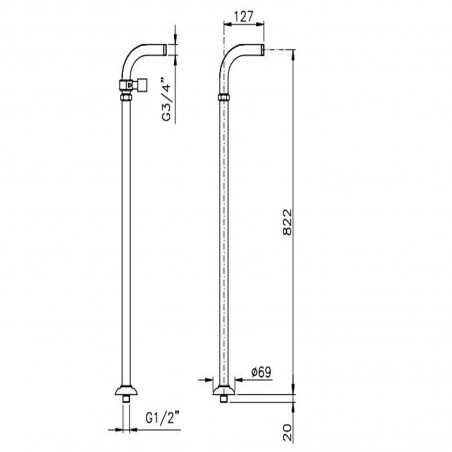 Officina Nicolazzi Khady Bathtub group with outdoor shower duplex