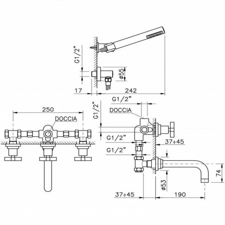 Officina Nicolazzi Khady Wall mounted built-in tank unit