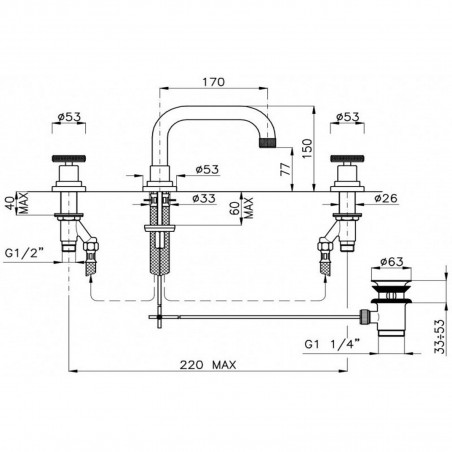 Officina Nicolazzi Arena Battery washbasin automatic discharge