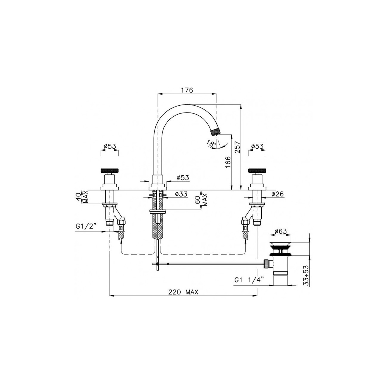 Officina Nicolazzi Arena Battery washbasin automatic discharge