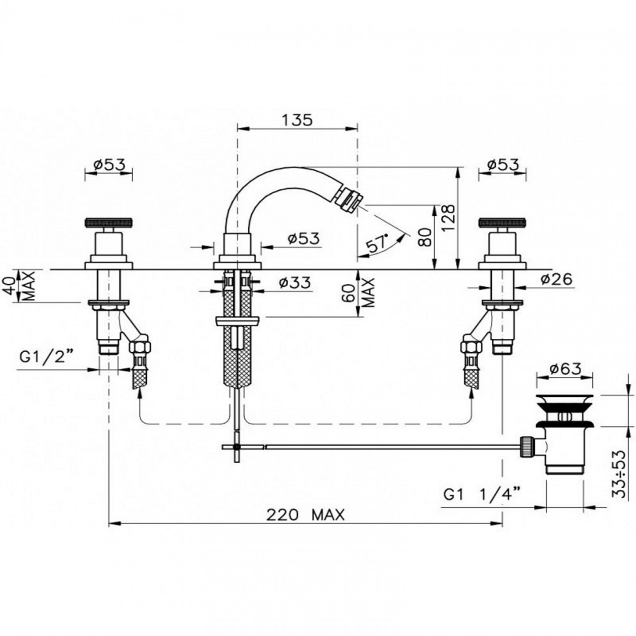 Officina Nicolazzi Arena Batteria per bidet esterna