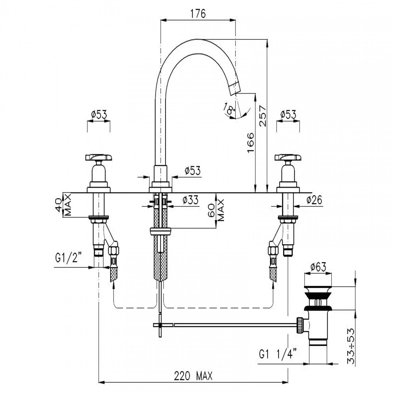 Officina Nicolazzi Elica Wash basin mixer without waste