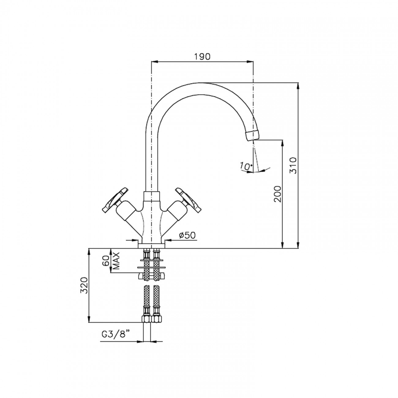 Officina Nicolazzi Elica Basin single-hole mixer swivel spout