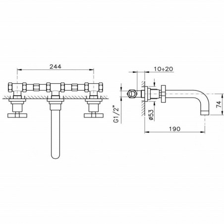 Officina Nicolazzi Monte Croce, Battery washbasin wall mounted