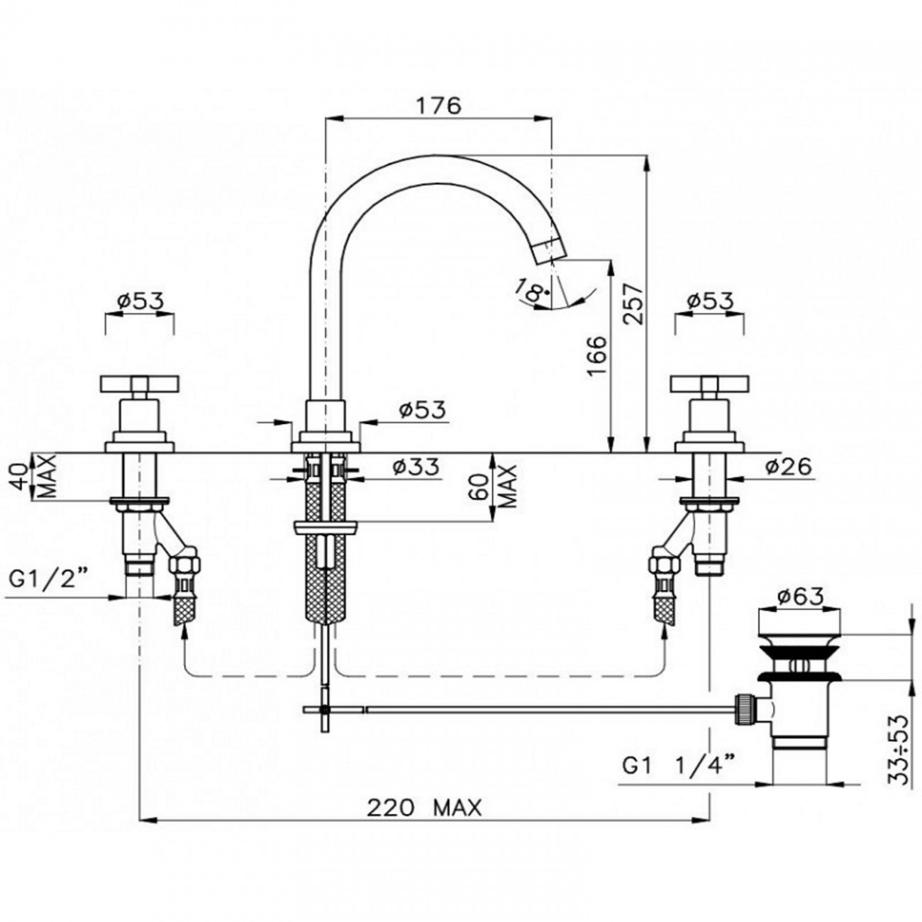 Officina Nicolazzi Monte Croce, Battery washbasin automatic discharge