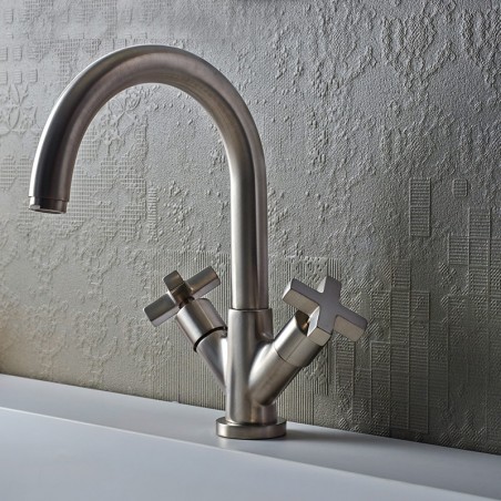 Officina Nicolazzi Monte Croce, Single hole automatic drain basin, swivel barrel