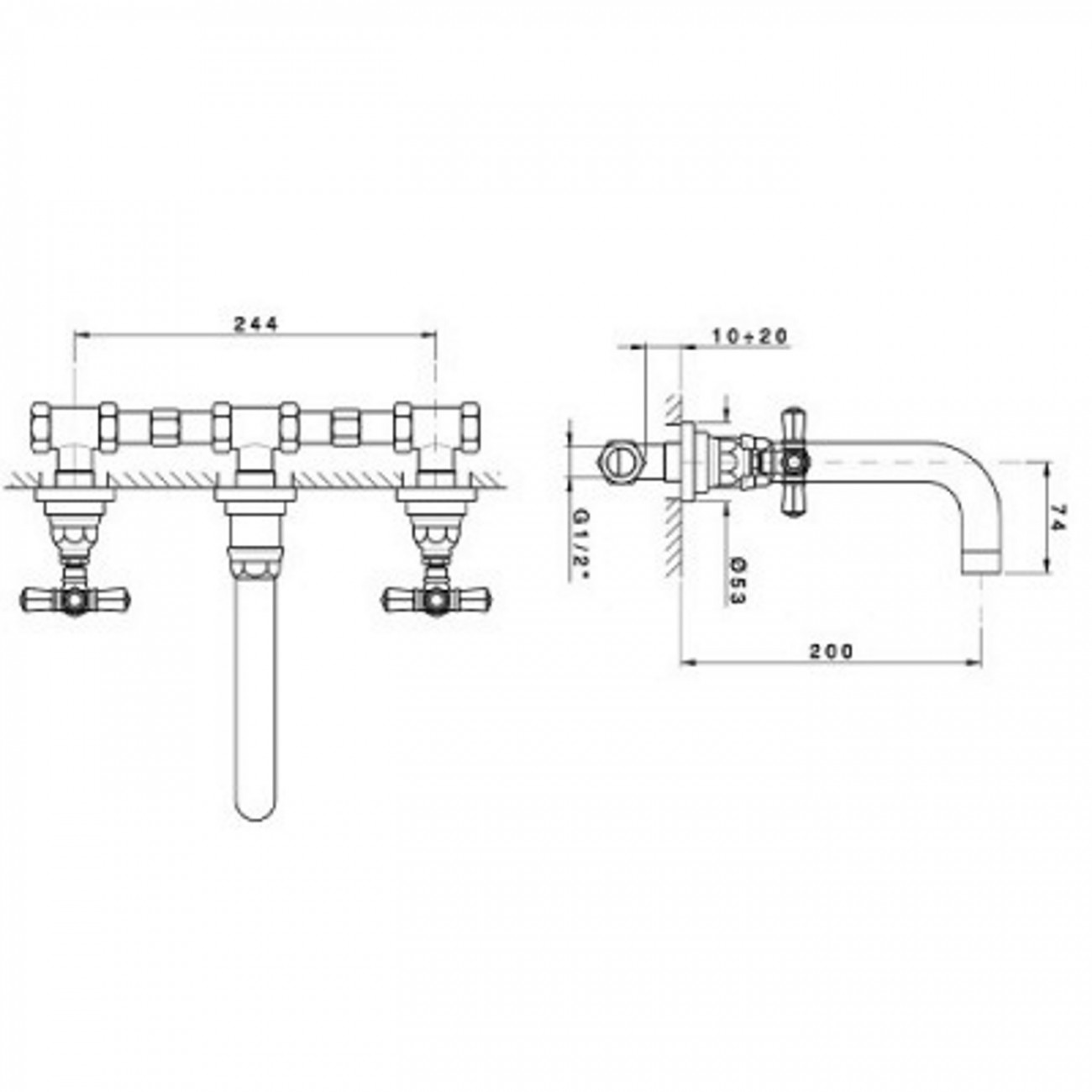 Officina Nicolazzi Agorà, Battery washbasin wall mounted