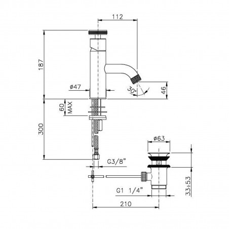 Officina Nicolazzi Monocomando Arena, lavabo con scarico atuomatico