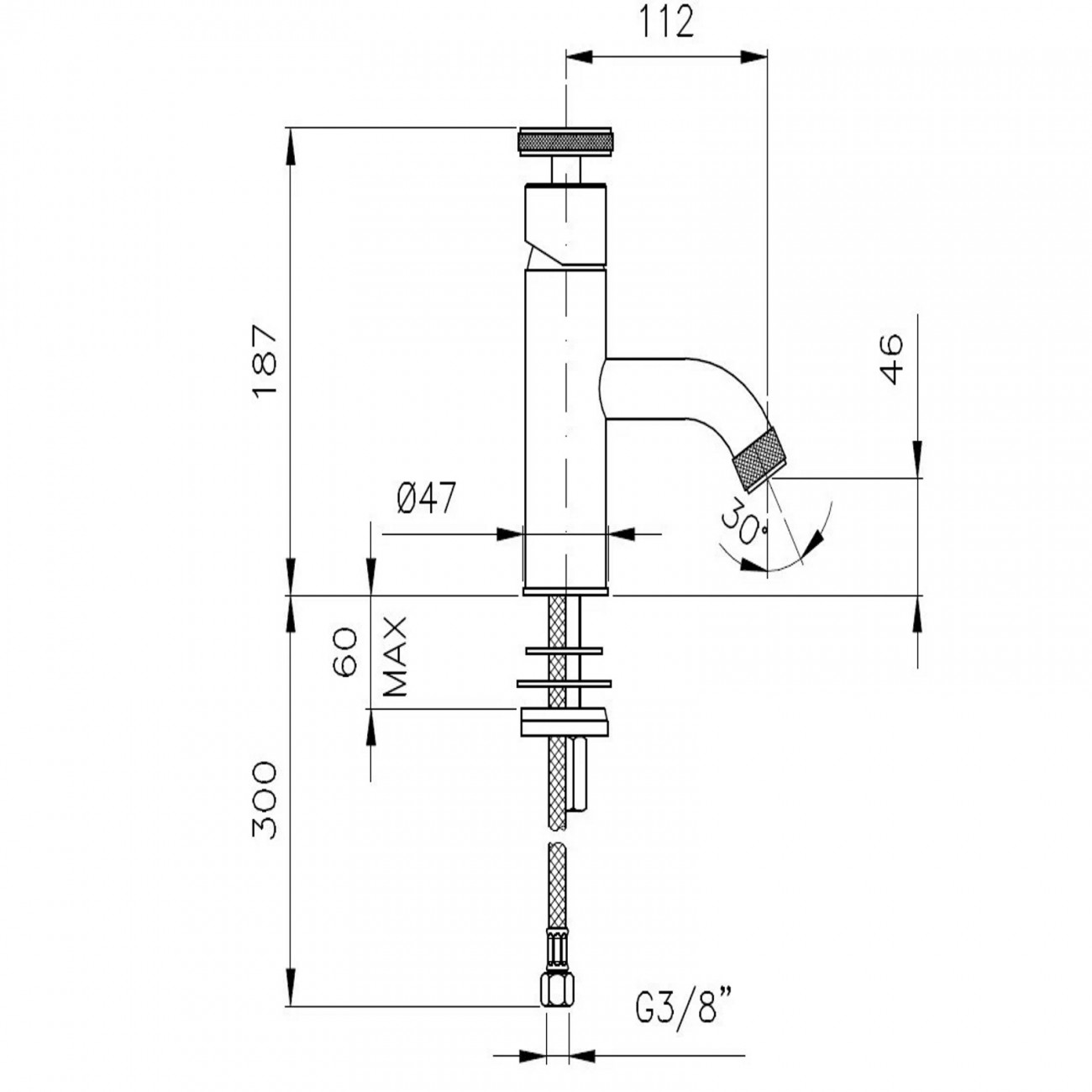 Officina Nicolazzi Monocomando Arena, Single lever for washbasin without drain