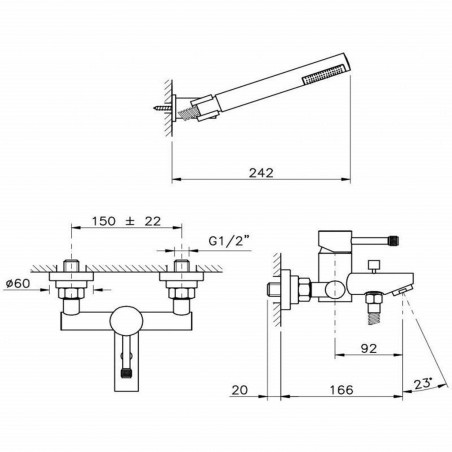 Officina Nicolazzi Monocomando Arena Leva, Single lever outdoor bathtub with shower