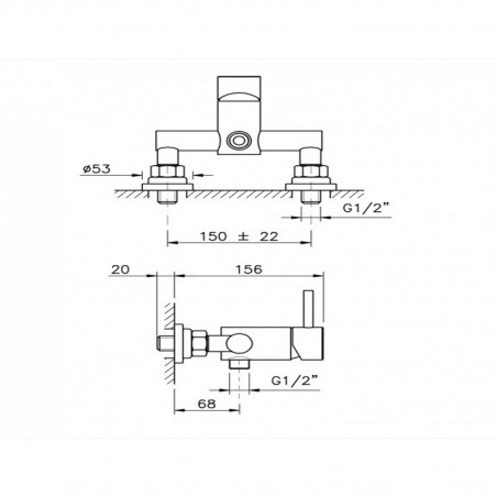 Officina Nicolazzi Monocomando Arena Leva, Single lever external shower