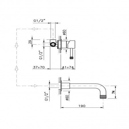 Officina Nicolazzi Monocomando Arena Leva, Monocomando lavabo incasso