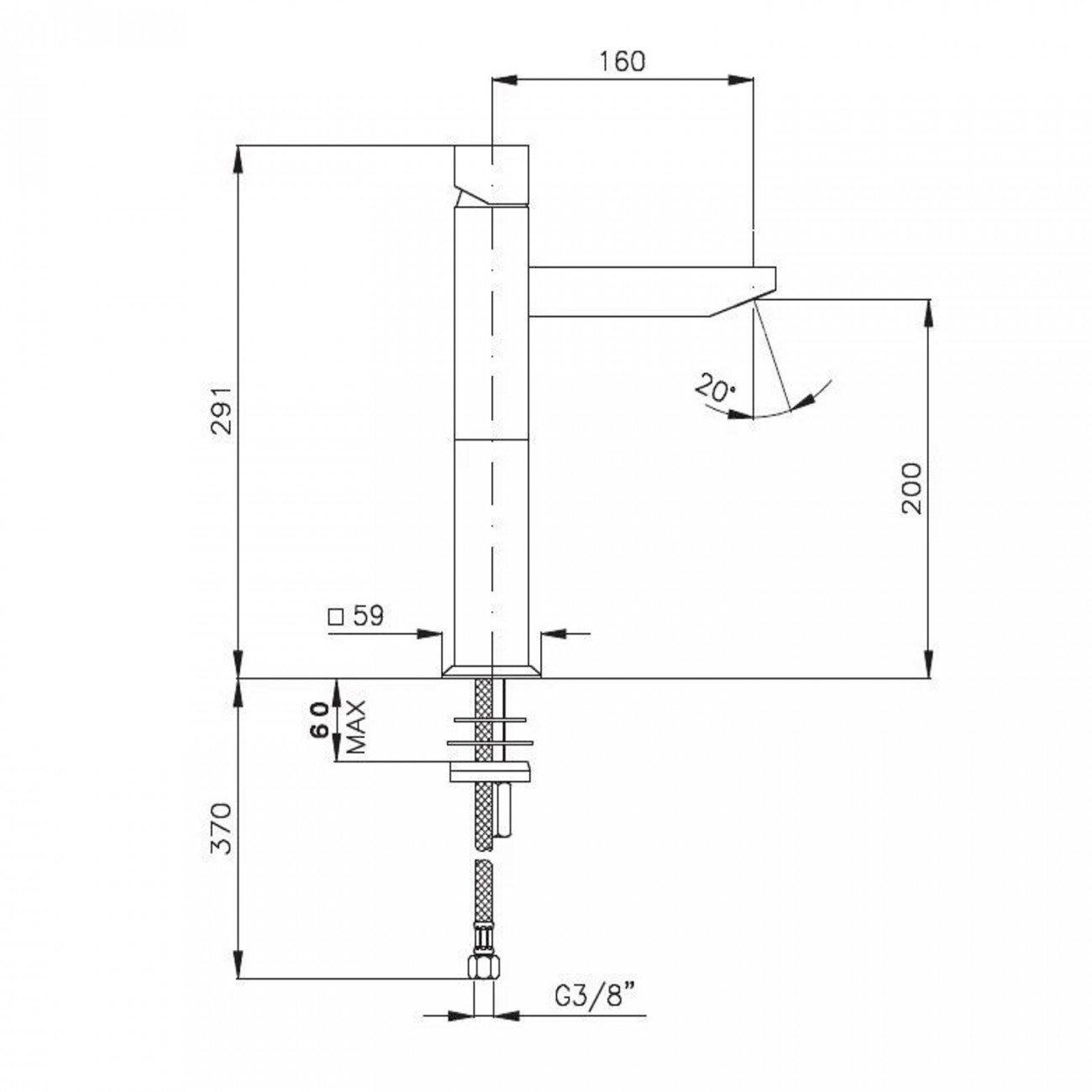 Officina Nicolazzi Monocomando New Antelao, Single lever high washbasin