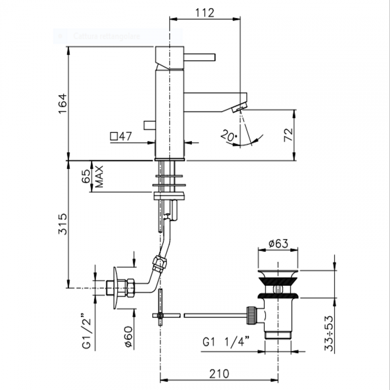 Officina Nicolazzi Monocomando Artelao, Monocomando per lavabo con scarico automatico