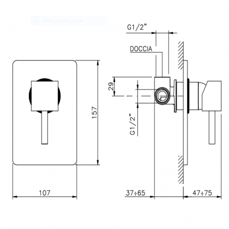 Officina Nicolazzi Monocomando Antelao, Built-in single-lever shower door