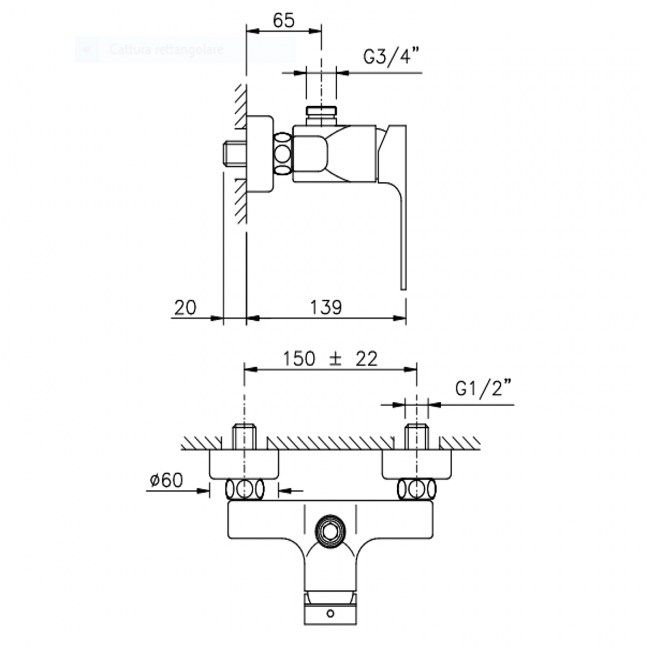 Officina Nicolazzi Monocomando Jungfrau, Single lever external shower