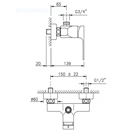 Officina Nicolazzi Monocomando Jungfrau, Single lever external shower