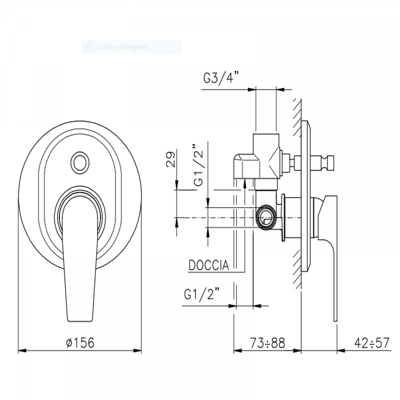 Officina Nicolazzi Monocomando Jungfrau, Monocomando doccia incasso con deviatore