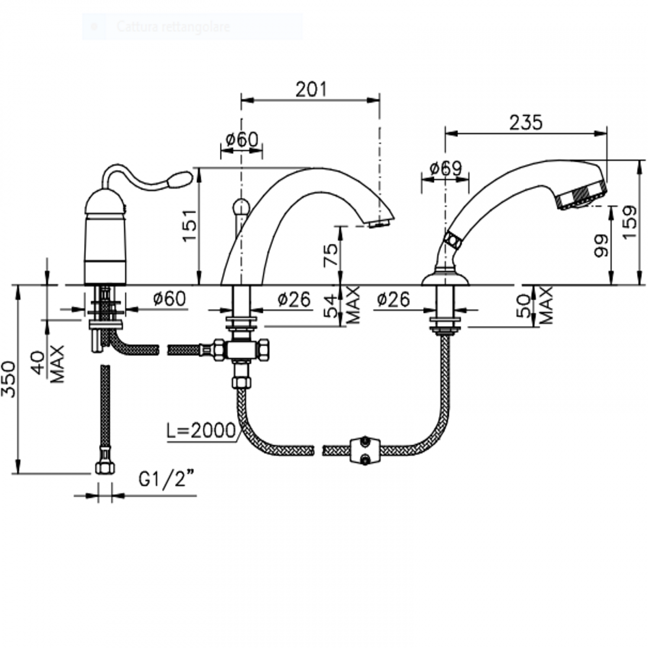 Officina Nicolazzi Monocomando Signal, Monocomando bordo vasca