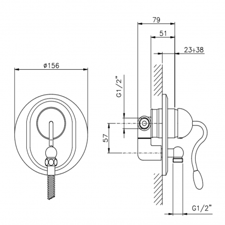 Officina Nicolazzi Monocomando Signal, Single-lever built-in shower "Unico"