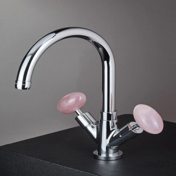 Officina Nicolazzi Cristallo di Rocca Moderno, Single hole automatic drain basin, swivel barrel