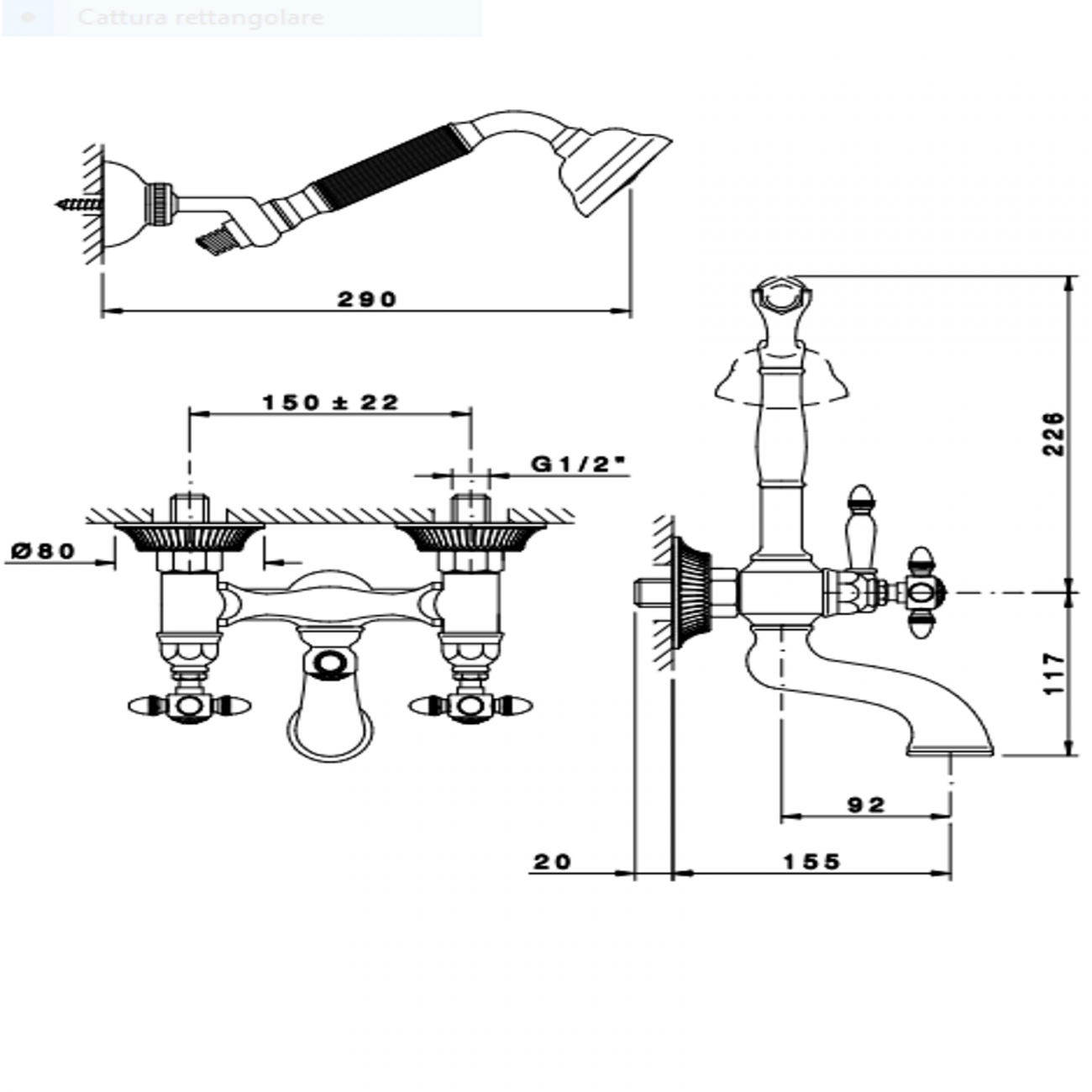 Officina Nicolazzi Impero, Bathtub group with outdoor shower duplex
